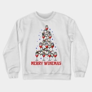 Merry Winemas. Funny Christmas Sweatshirt for Wine Lovers. Crewneck Sweatshirt